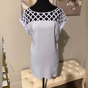 Express Lavender Short Sleeve Lattice Blouse size Large